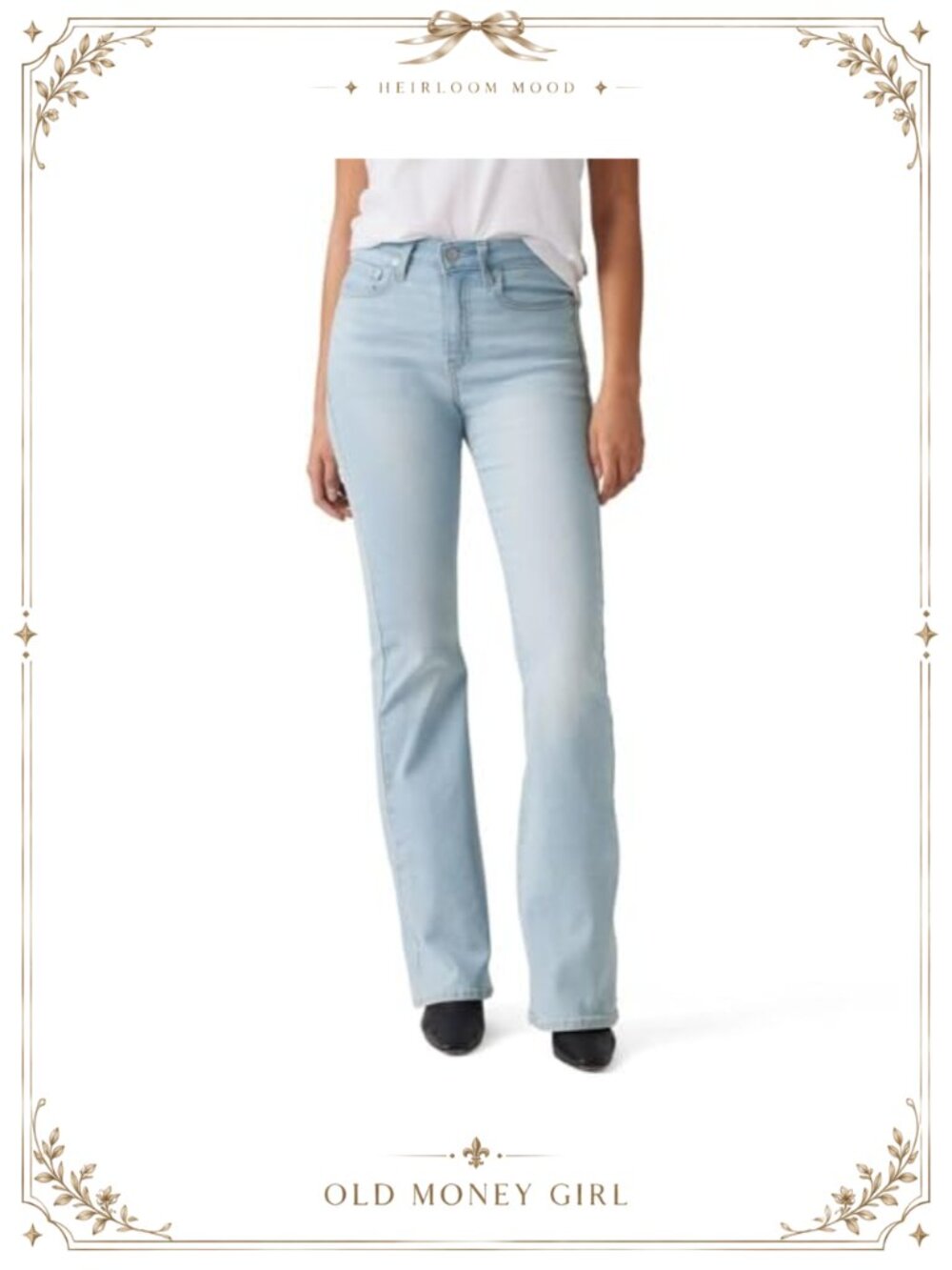 High Rise Flare Jeans Fitted Hip Thigh Flared Leg Denim